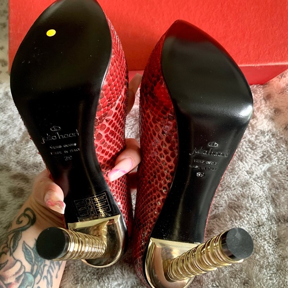 *RARE* JULIA HAART *NEW* Red Python Heels Sz39/8 - Picture 4 of 10